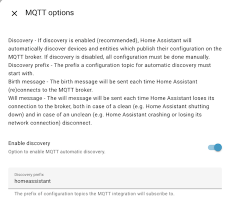 Home Assistant MQTT Integraion configuration