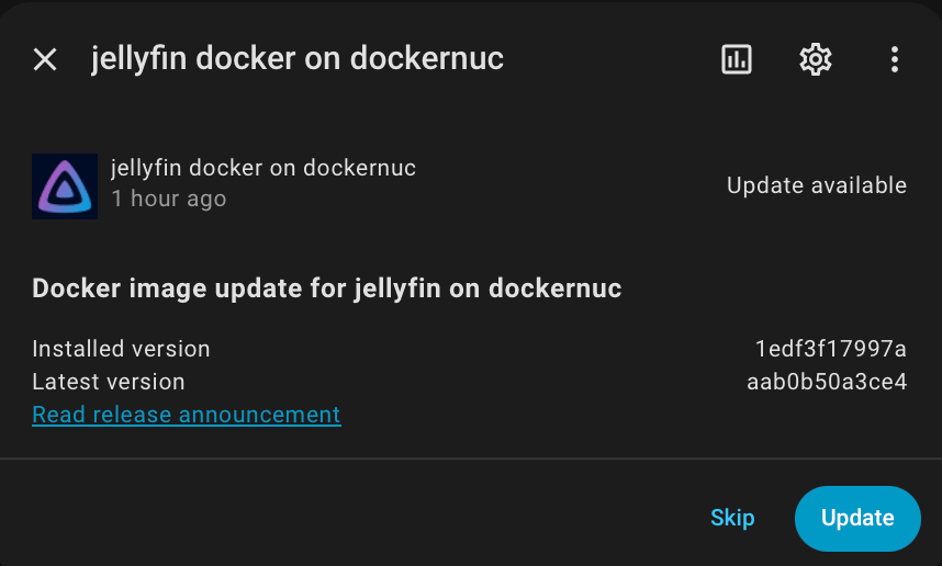 Example Home Assistant update dialog